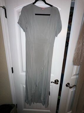 Pink Lily Light Gray Maxi Wrap Dress